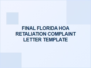 Florida Hoa Retaliation Complaint Letter Template