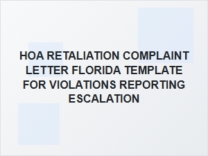 Florida Hoa Violation Complaint & Escalation Template