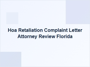 Florida Hoa Retaliation Complaint Letter Review