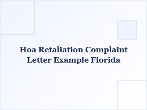 Florida Hoa Retaliation Complaint Letter Template