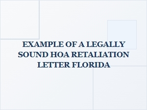 Florida Hoa Retaliation Letter Examples
