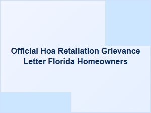Florida Hoa Retaliation Complaint Process