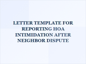 How to Report Hoa Intimidation Letter Template