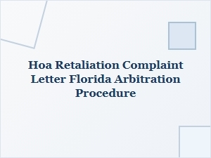 Florida Hoa Retaliation Complaint Arbitration Guide