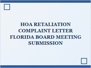 Florida Hoa Board Meeting Complaint Letter