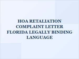 Florida Hoa Retaliation Complaint Letter Template